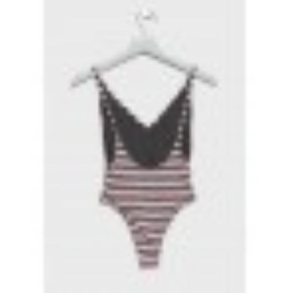 TopShop Stripe Block Plunge Swimsuit - Picture 2 of 2